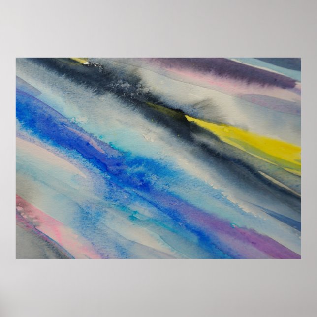 Poster traço do pincel, pintura de cor d'água Abstrato (Frente)