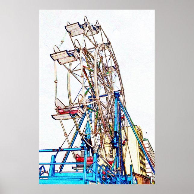 Póster Traço Ferris Wheel-Chalk por Shirley Taylor (Frente)