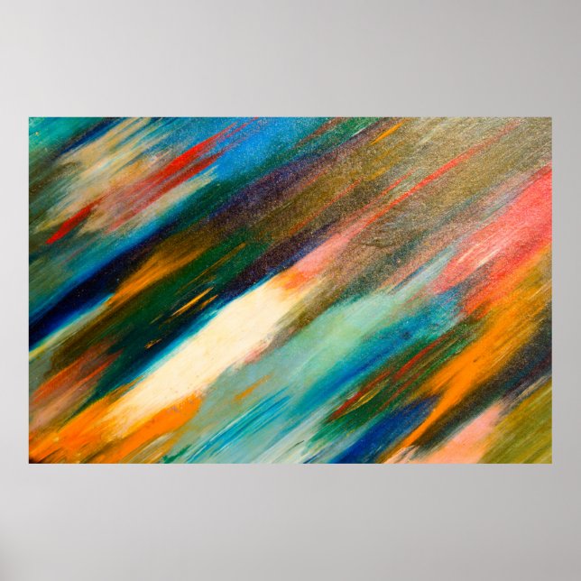 Poster Traços de aquarela diagonal longos multicoloridos  (Frente)