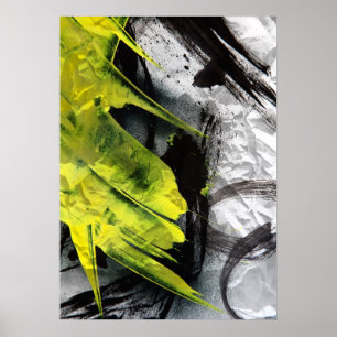 Poster Traços de escovas expressivos de textura verde