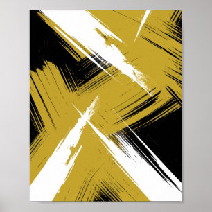 Poster Traços de Pincel Negrito em Amarelo e Branco de Mo