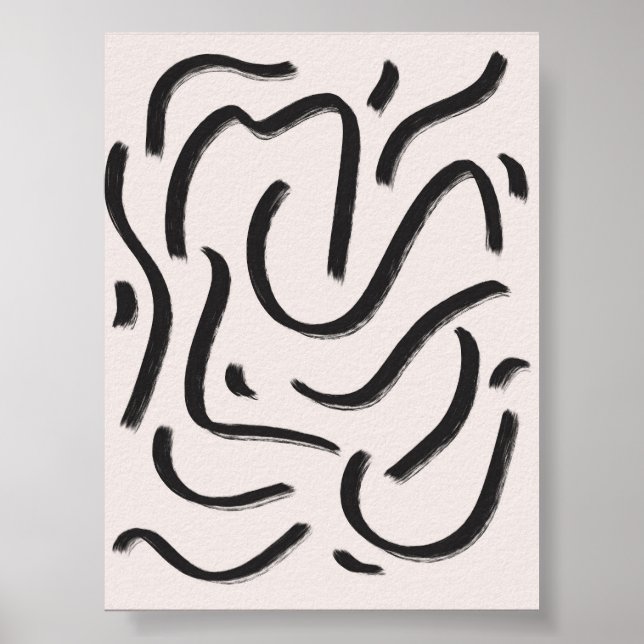 Poster Traços do Pincel abstrato preto (Frente)