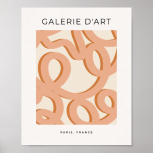 Poster Traços do Pincel da Linha de Abstrato bege