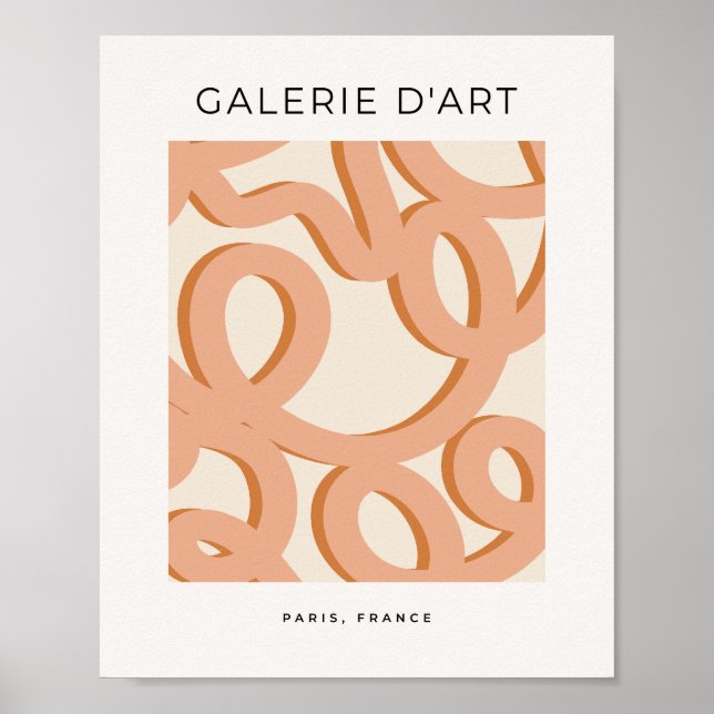 Poster Traços do Pincel da Linha de Abstrato bege (Frente)