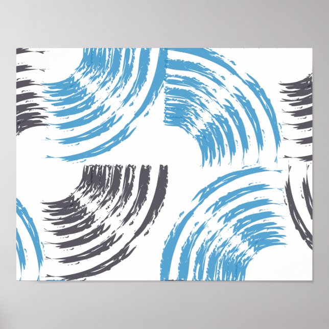 Poster Traços modernos, legal, de abstrato azul moderno (Frente)