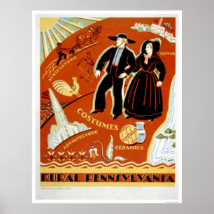 Póster Tradição do traje de Amish WPA 1938