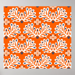 Poster Tradição escandinava: Mosaico Floral Étnico.