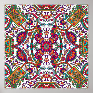 Poster Tradicional Folk Art Allover Designart, étnico, ba