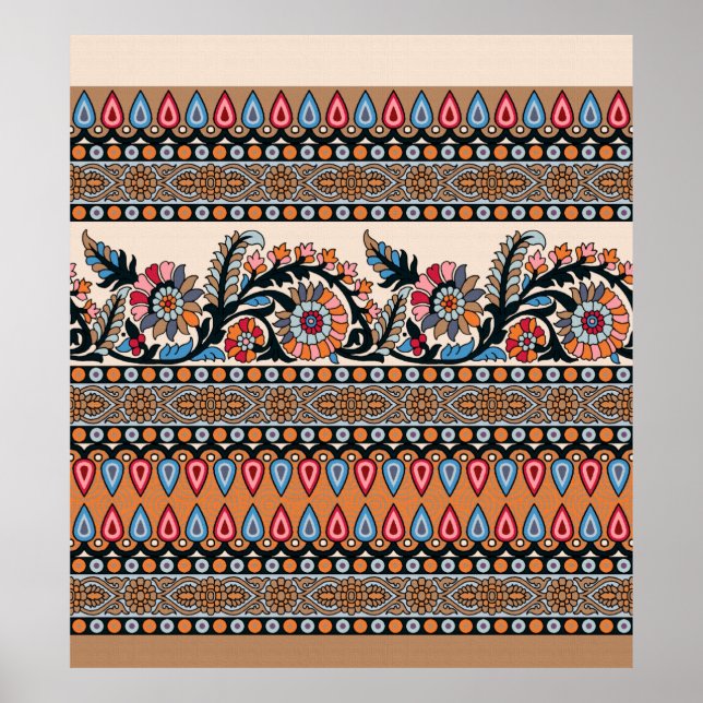 Poster Tradicional Mughal Border Designart, sem descontin (Frente)