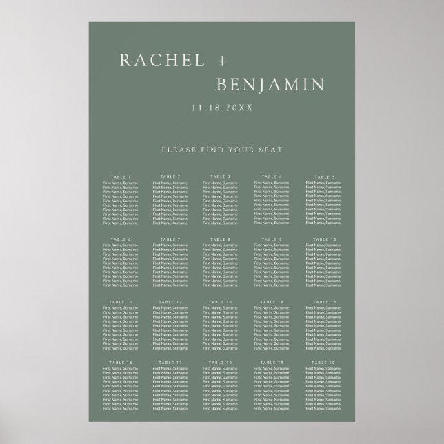 Poster Traditional Minimalist Simple Wedding Sage Green (Frente)
