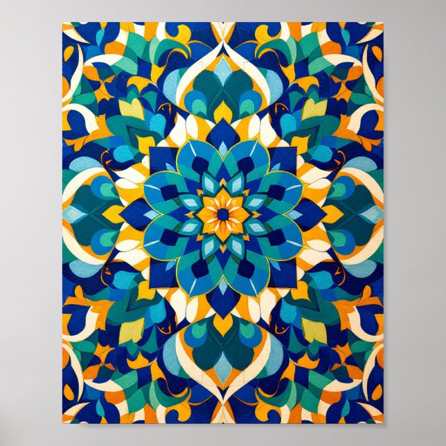Poster Traditional Moroccan Zillij Geometric Tile Pattern (Frente)