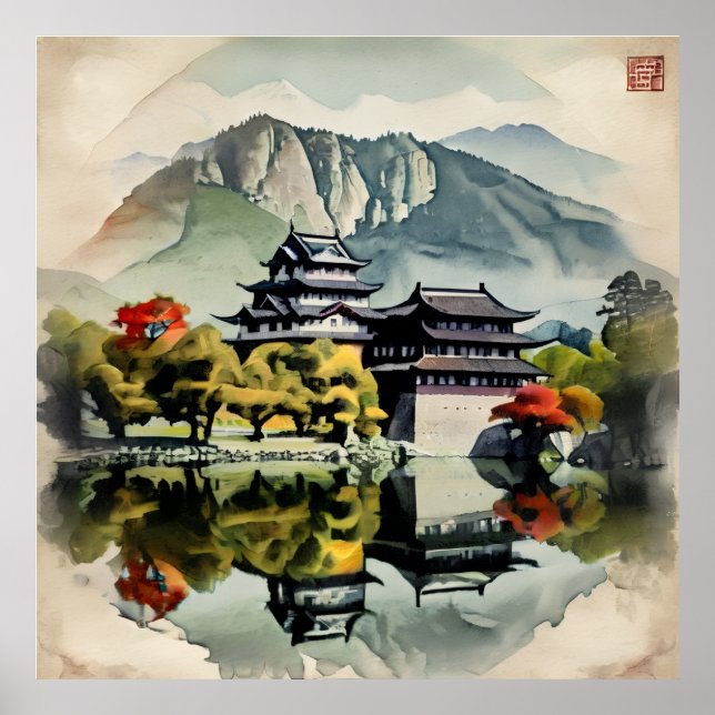 Poster Traditional Watercolor Castle (Frente)