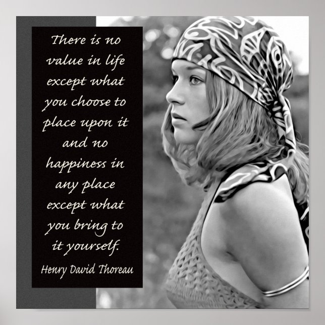 Poster Traga a sua felicidade com você - citação de Thore (Frente)