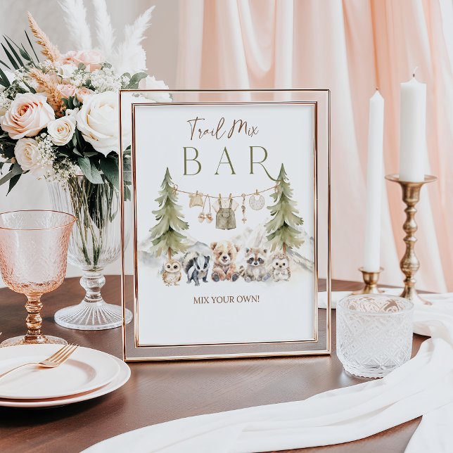 Poster Trail Mix Bar Woodland Adventure Boy Baby Shower (Criador carregado)