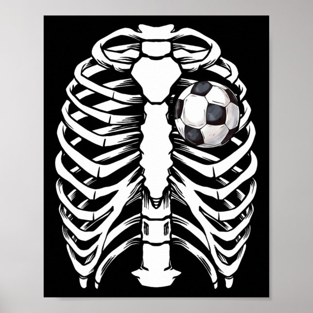 Poster Traje de Esqueleto de Raios-X de Futebol no Hallow (Frente)