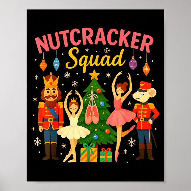 Poster Traje de Natal da Equipe do Quebra-Nozes de Ballet (Frente)