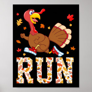 Poster Traje de Turkey Run de Ação de Graças Correndo Per