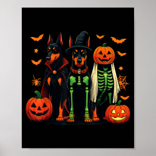 Poster Traje Divertido de Cão Múmia Fantasma Bruxa Doberm