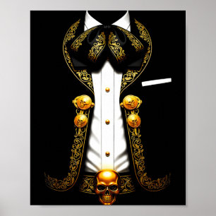 Poster traje engraçado de mariachi mexicano charro