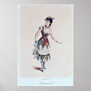 Poster Traje o design para um harlequin fêmea, c.1880