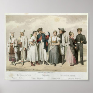 Poster Trajes dos camponeses de Romania, de Hungria, etc.