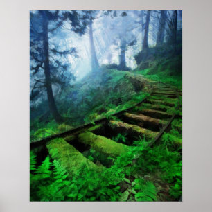 Póster Trajeto enevoado através das madeiras