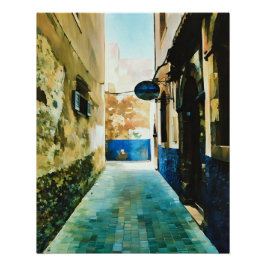 Póster Trajetória Colorida Estreita Entre Edifícios Antig