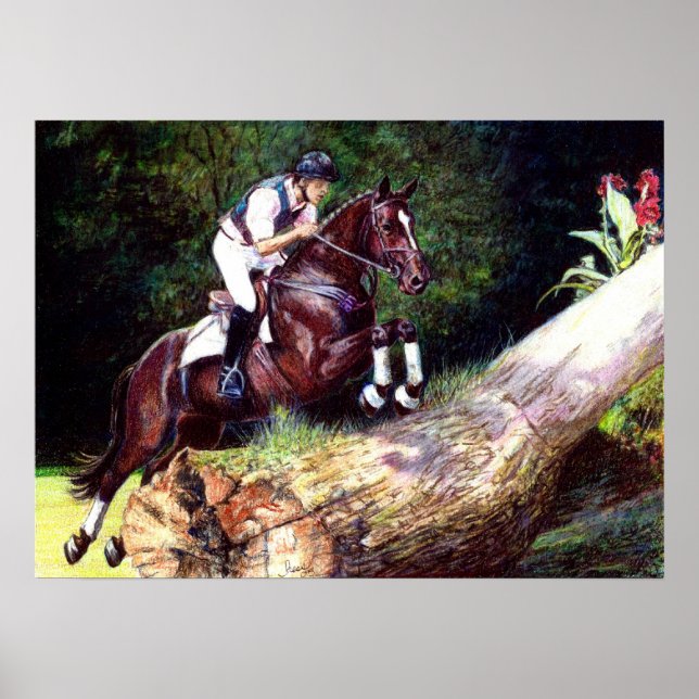 Póster Trakehner Eventing Cross Country Horse Portrait (Frente)