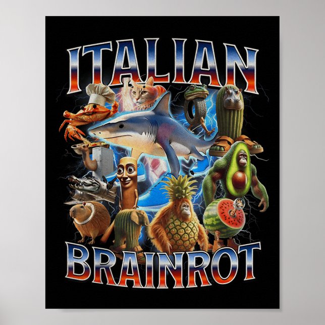 Poster Tralalalero Tralala Funny Italiana Brainrot Memys (Frente)