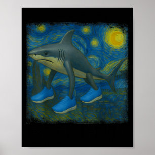 Poster Tralalalero Tralala Funny Shark Van Gogh Starry Ni