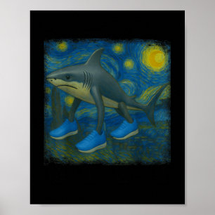 Poster Tralalalero Tralala Funny Shark Van Gogh Starry Ni