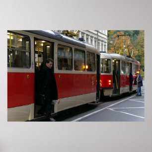 Poster Tram Stop No Dia Do Outono