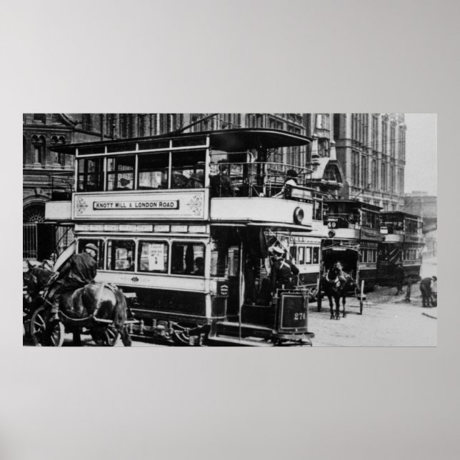 Poster Trams em Manchester, c.1900 (Frente)