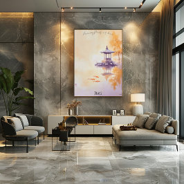 Poster Tranquil Koi Pond e Pagoda Wall Art