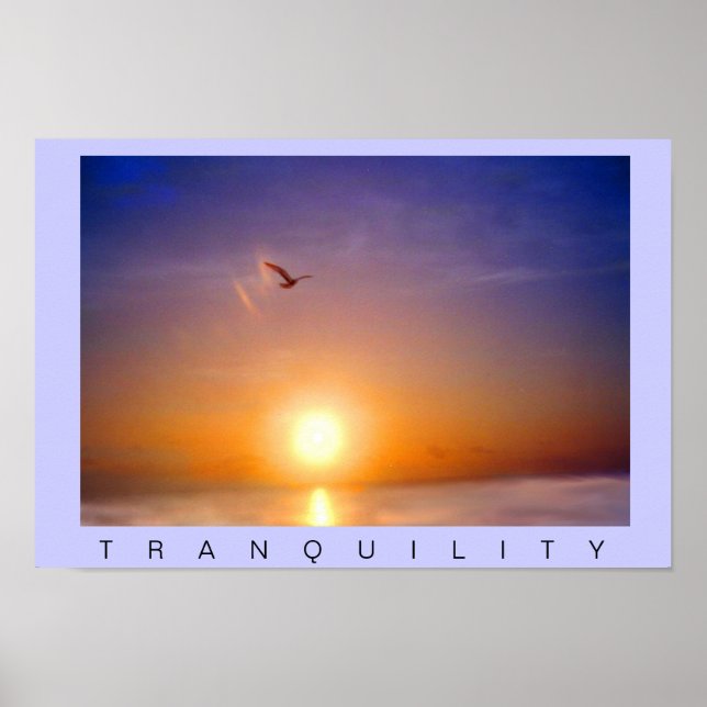 Póster Tranquilidade do Pôr do Sol no Oceano (Frente)