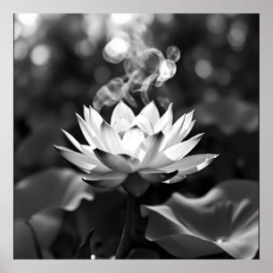 Poster Tranquilidade florescente: Arte a carvão Lotus