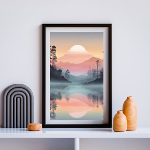 Poster Tranquilo Sunset Sobre Mistura