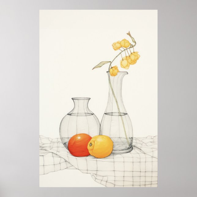 Poster Tranquilo - Vida Estática com Blossomas e Frutas (Frente)