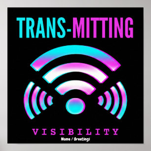 Poster Trans-missão Visibilidade Moderno Glitch Transgêne