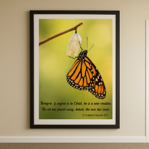 Poster Transformação da borboleta 2 Corintianos 5: 17 Bíb