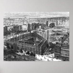 Póster Transformação de Paris: Construção em 1861