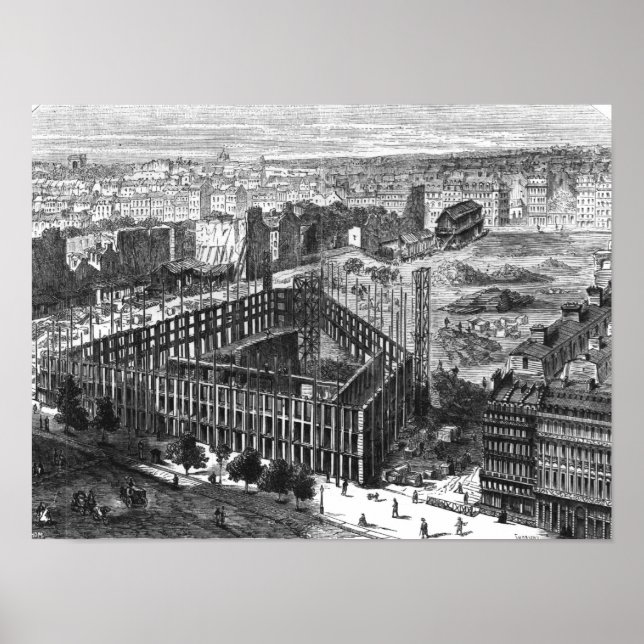 Póster Transformação de Paris: edifício em 1861 (Frente)