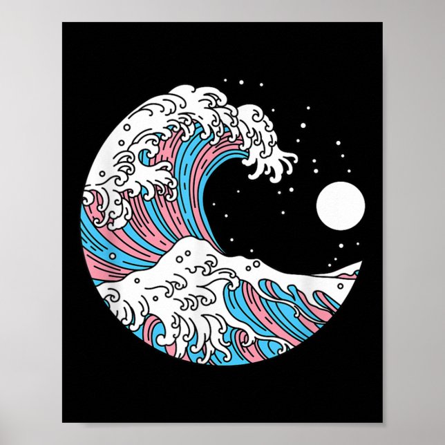 Poster Transgender Pride Lgbtq Trans Flag - Japanese Wave (Frente)