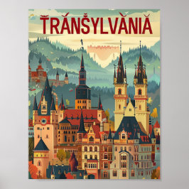 Poster Transilvânia Romênia, Vintage, Famoso Viagem