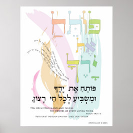 Póster Transliteração Psalm 145:15 "Abra A Mão"