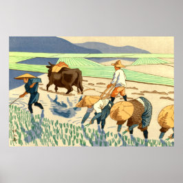 Poster Transplantação de Arroz Asano Takeji 1949