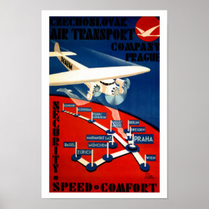 Póster Transporte aéreo Czechoslovak
