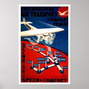 Póster Transporte aéreo Czechoslovak