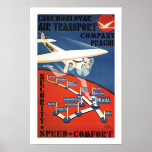 Poster Transporte aéreo da Checoslováquia
