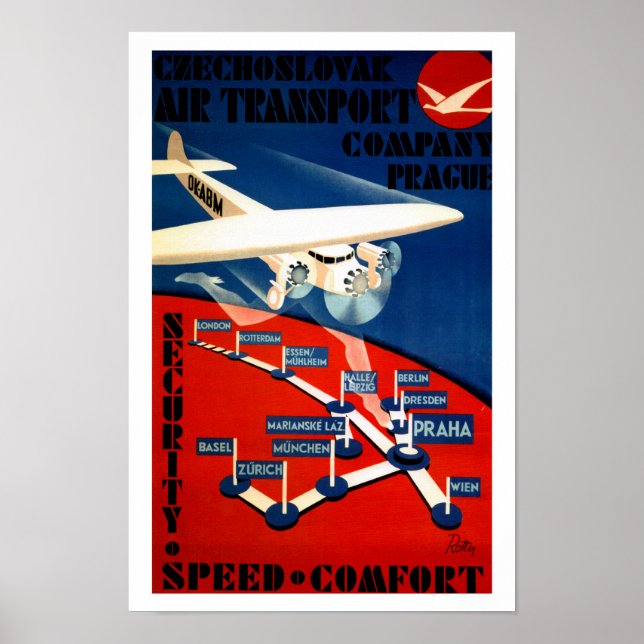 Póster Transporte aéreo da Checoslováquia (Frente)